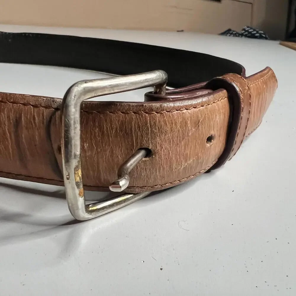 Cody James Genuine Leather Belt Brown Western Stitched Casual Vintage Size‎ 28